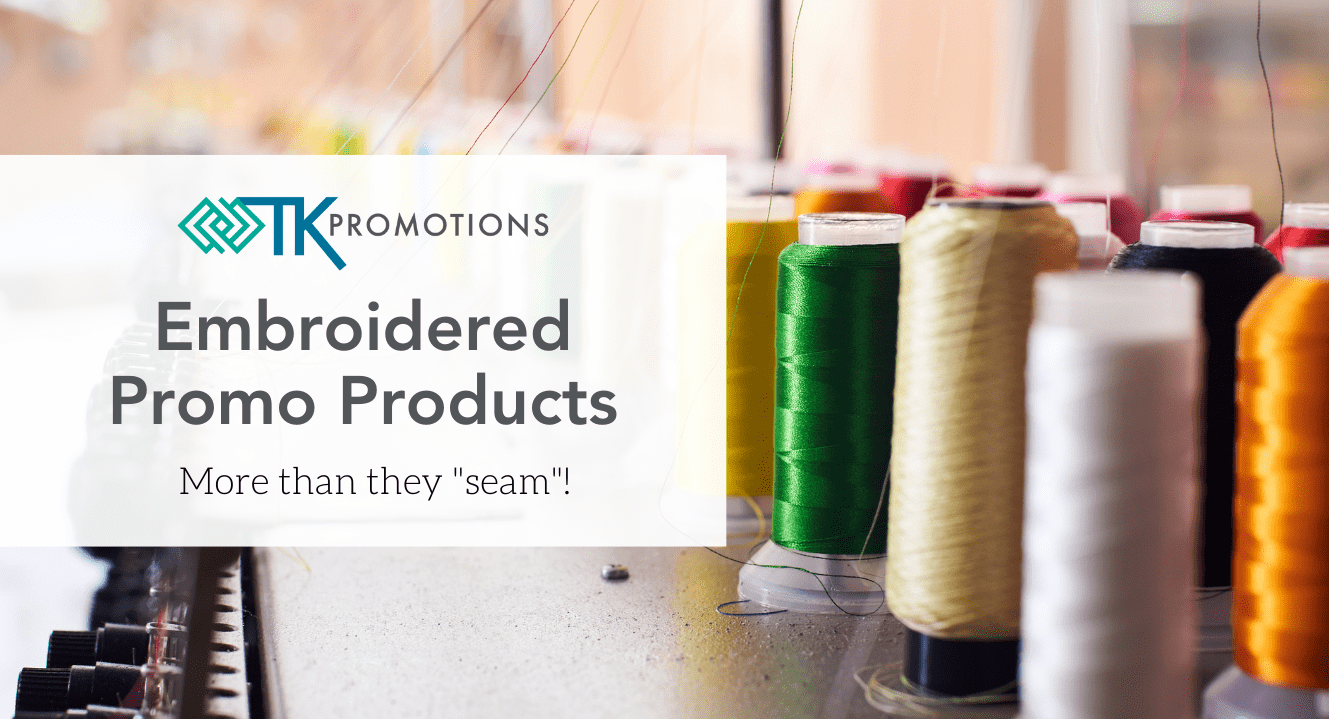 Blog title with industrial embroidery thread spools