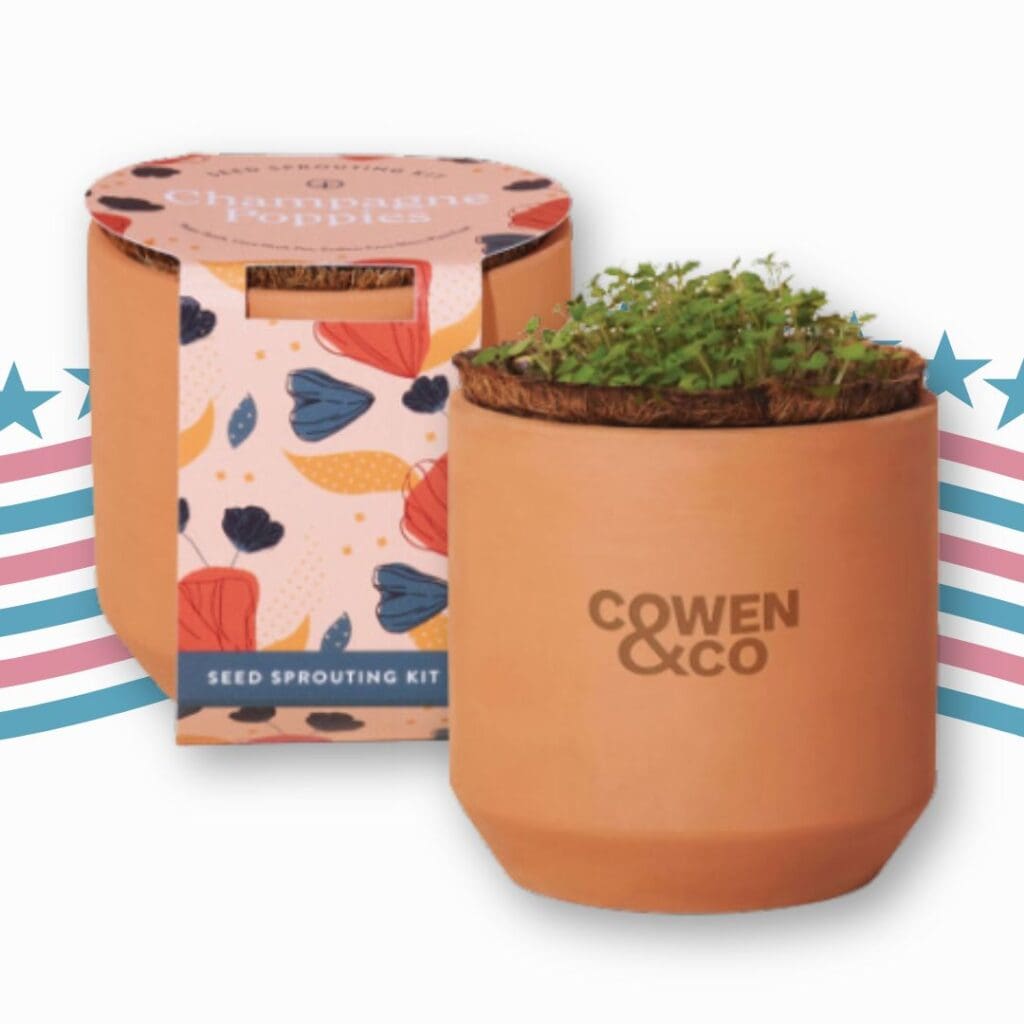 A custom terracotta planter and seed kit that is made in the USA