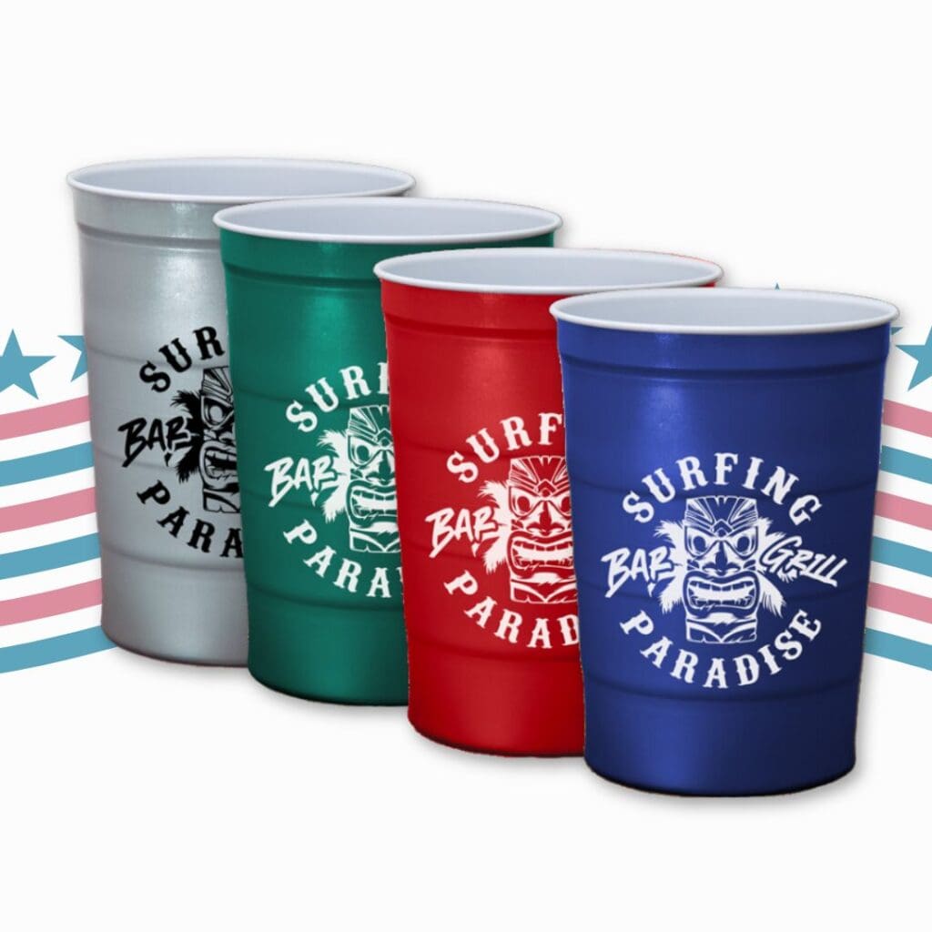 A party cup made of steel that is made in the USA