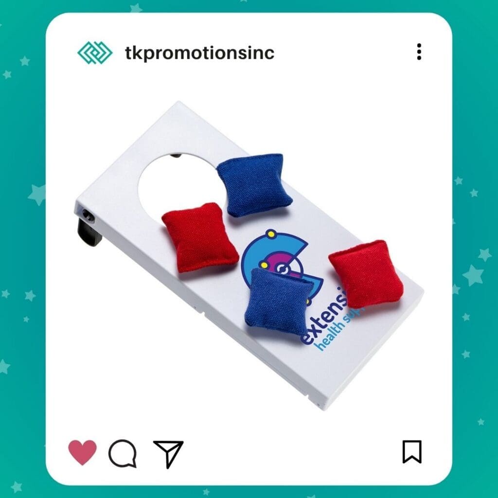 Mini tabletop cornhole game inspired by tailgates, summer gatherings, and outdoor events.