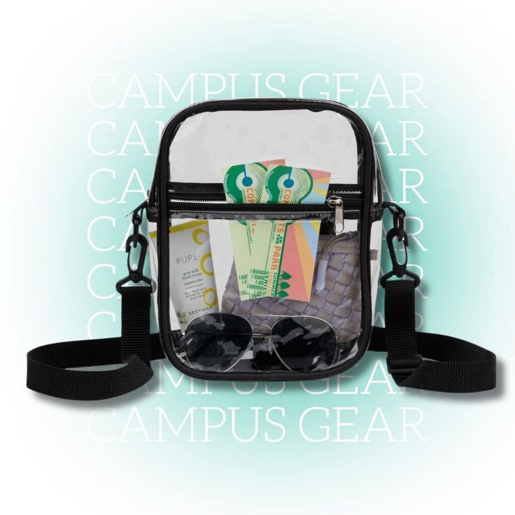 Clear stadium-approved crossbody bag for events and game days