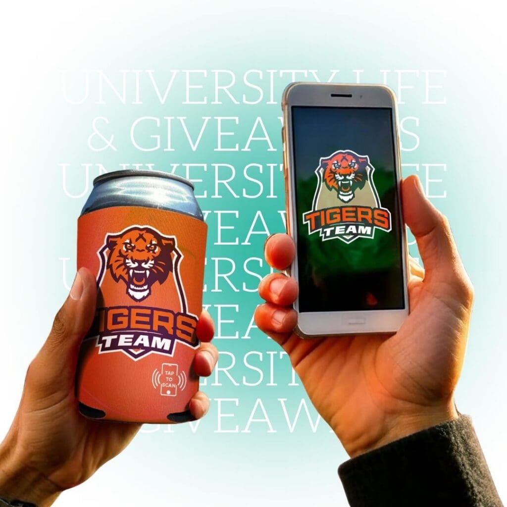 Full-color can cooler with built-in NFC technology
