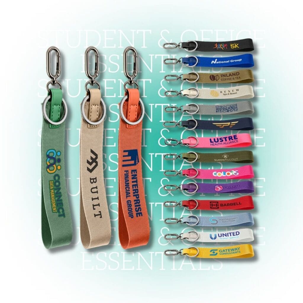 Oversized fabric keychain with metal hardware