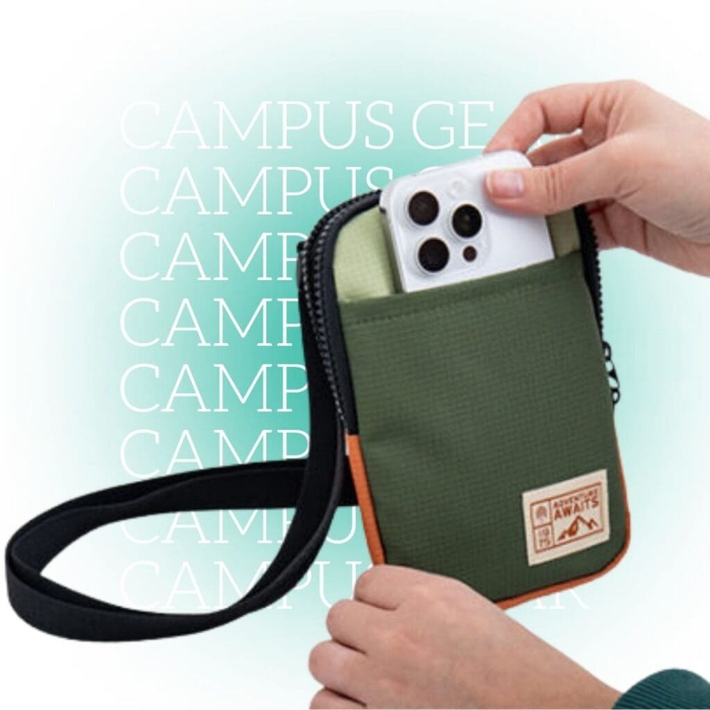 Recycled phone sling bag with adjustable shoulder strap