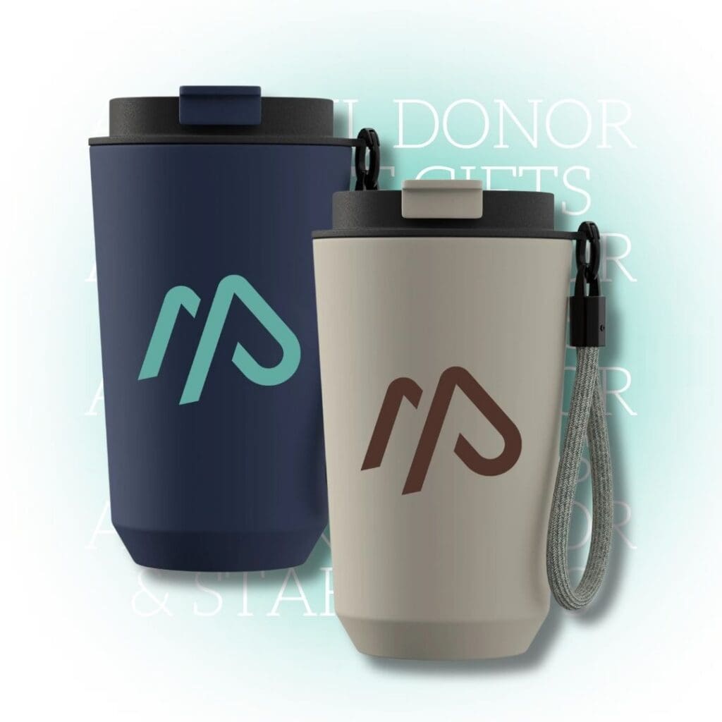 Recycled stainless steel tumbler with lid and carry cord
