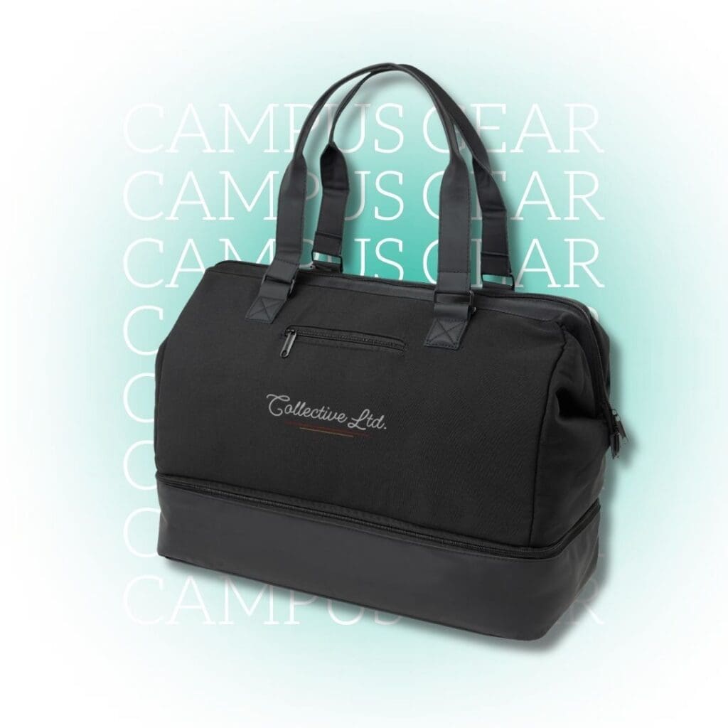 Travel duffel bag with shoe compartment and trolley sleeve